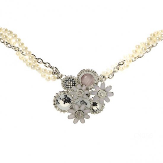 Coach Flower Pearl Silver Necklaces CZH | Women